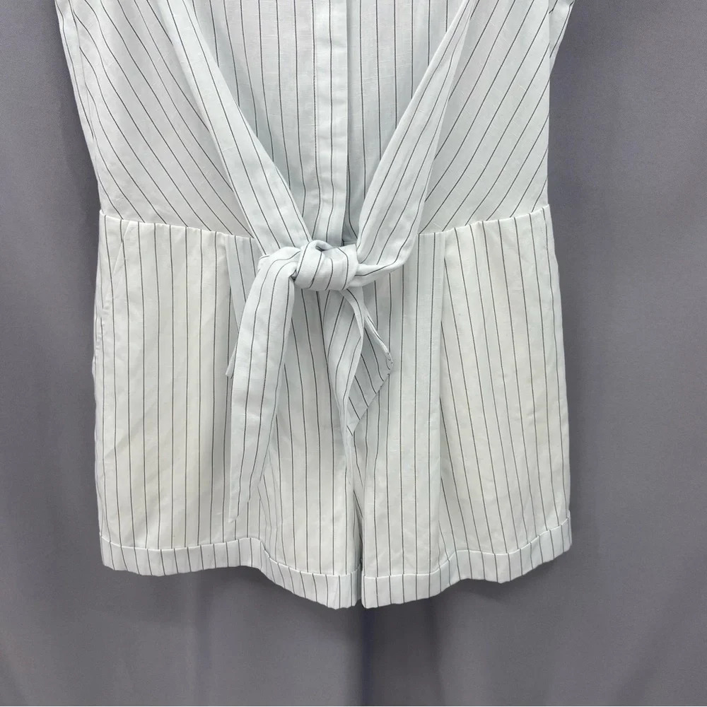 Club Monaco Pinstriped Linen Blend Sleeveless Romper Size 6 - Picture 4 of 8